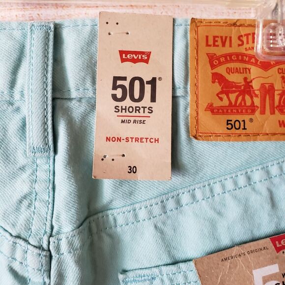 Levi's 501 Mid Rise Button Fly 5-Pocket 100% Cotton Shorts with Turn Up Leg 30 - Picture 3 of 8